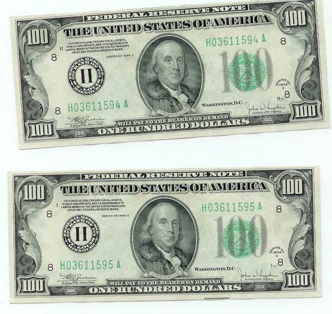 Sequential-1934-$100-Banknotes